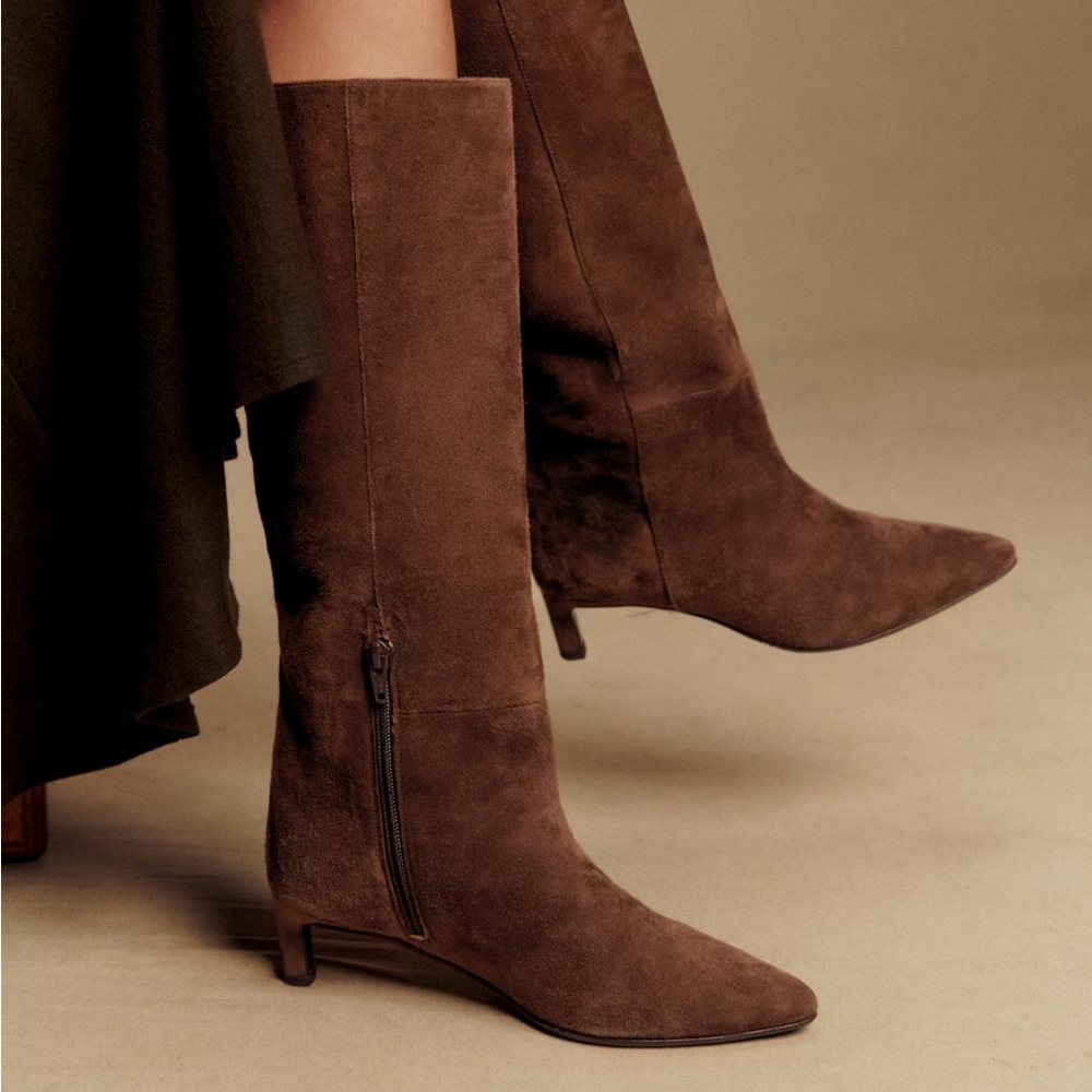 New in box Sézane Leane tall boots, 9, mocha